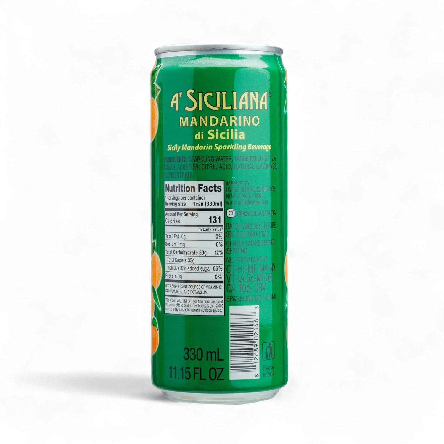 image:imageA Siciliana Sicilian Drink Melograno Refreshing and Delicious Italian Soda made with Sicilian Pomegranate Authentic Imported Italian Beverage Melograno Soda 24 Pack of 1115 fl oz CansMandarino