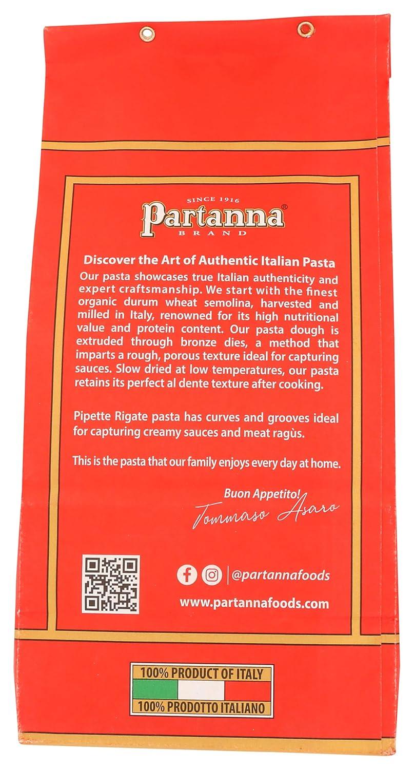 image:imagePartanna Busiate Sicilian Artisanal Pasta Classic Cut Bronze Cut Durum Wheat Semolina NONGMOSlow Dried Made in Italy 16 oz Pack of 6Pipette Rigatte