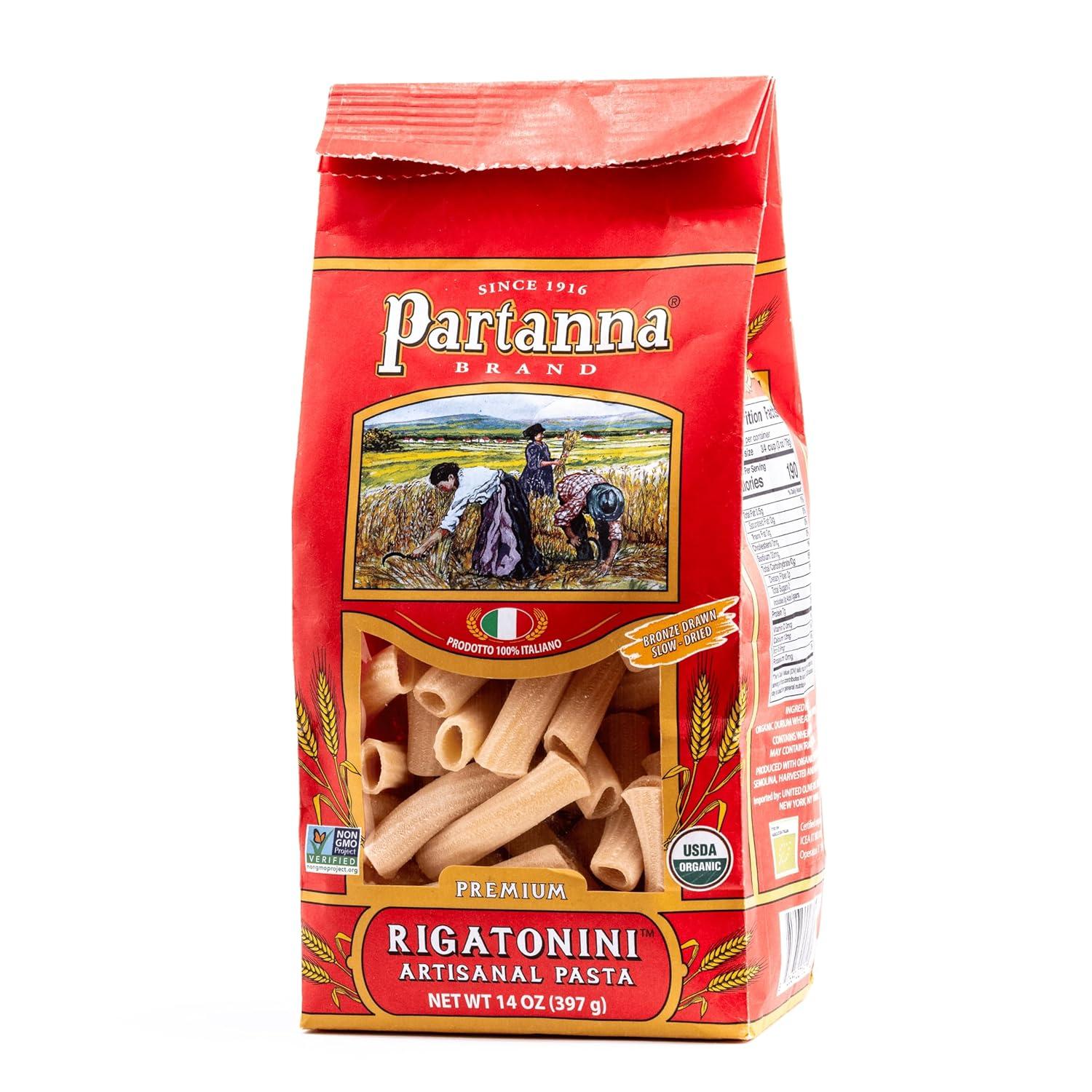 image:imagePartanna Busiate Sicilian Artisanal Pasta Classic Cut Bronze Cut Durum Wheat Semolina NONGMOSlow Dried Made in Italy 16 oz Pack of 6Rigatonini