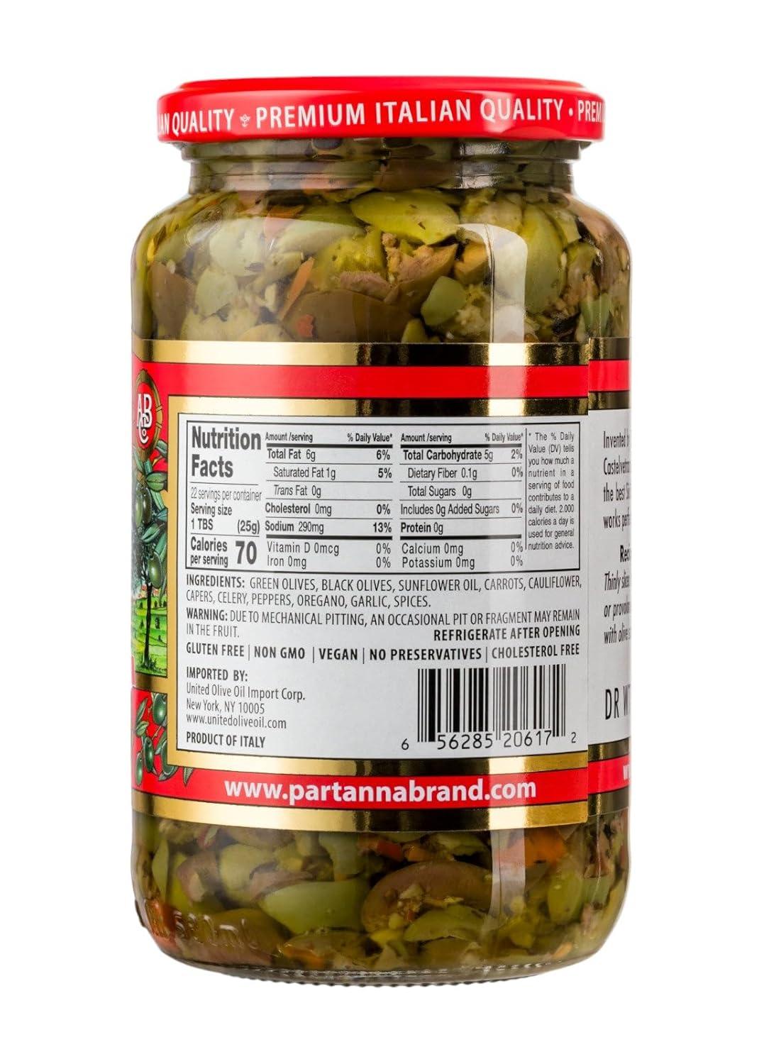 image:imagePartanna Mediterranean Pitted Olive Mix Authentic Sicilian Premium Handpicked SnackingAperitifEntertainingHeartHealthy Keto amp Paleo Product Of Italy 19 oz JarMediterranean Muffuletta Salad