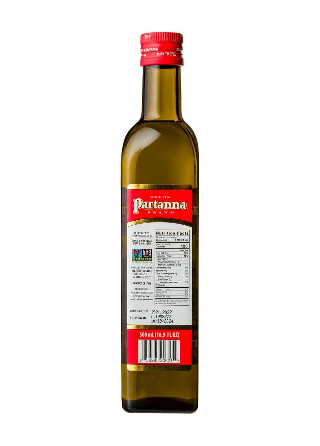 image:imagePartanna Robust Extra Virgin Olive Oil Premium Castelvetrano Olive Oil Harvested in Sicily Pure Authentic Italian Monovarietal Rich in Flavor First Cold Pressed 169oz 500 ML GlassRobust Olive Oil