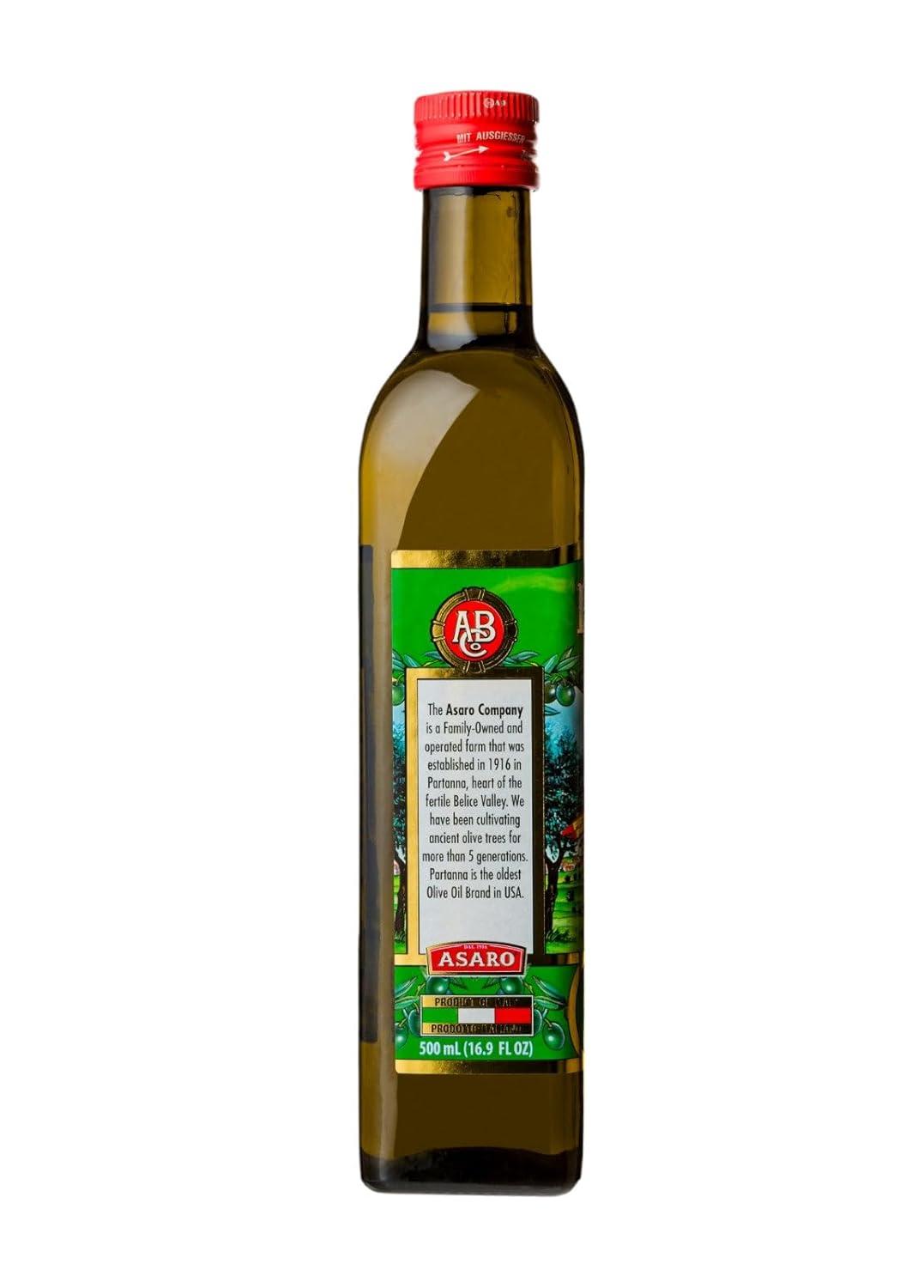 image:imagePartanna Robust Extra Virgin Olive Oil Premium Castelvetrano Olive Oil Harvested in Sicily Pure Authentic Italian Monovarietal Rich in Flavor First Cold Pressed 169oz 500 ML GlassMedium Olive Oil