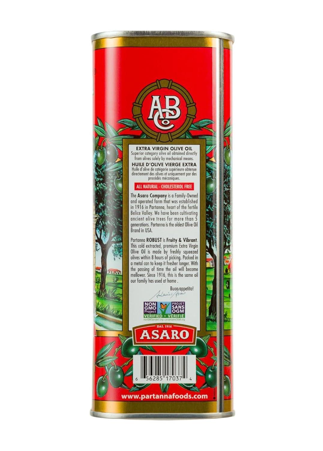 image:imagePartanna Robust Extra Virgin Olive Oil BambinoPremium 100 Castelvetrano OilHigh PolyphenolFirst Cold PressedEarly Harvest in SicilyAward Winning Italian EVOOMonovarietal34 fl oz 100 ML TinOlive Oil