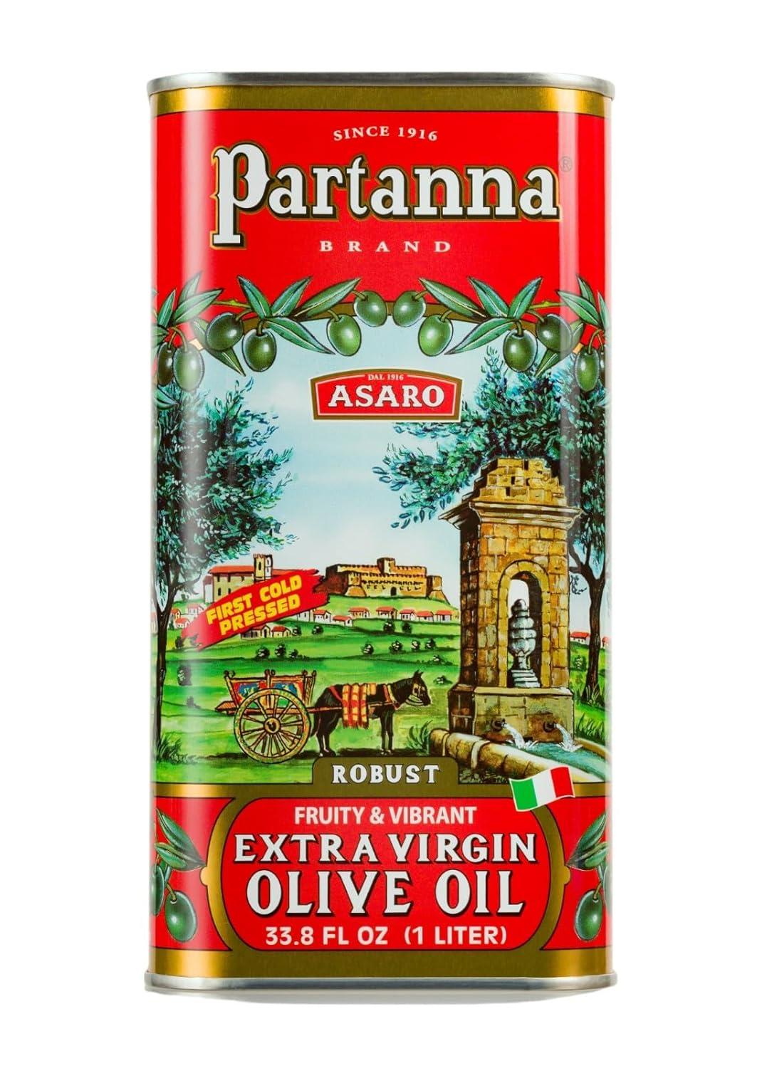 image:imagePartanna Robust Extra Virgin Olive Oil BambinoPremium 100 Castelvetrano OilHigh PolyphenolFirst Cold PressedEarly Harvest in SicilyAward Winning Italian EVOOMonovarietal34 fl oz 100 ML TinOlive Oil