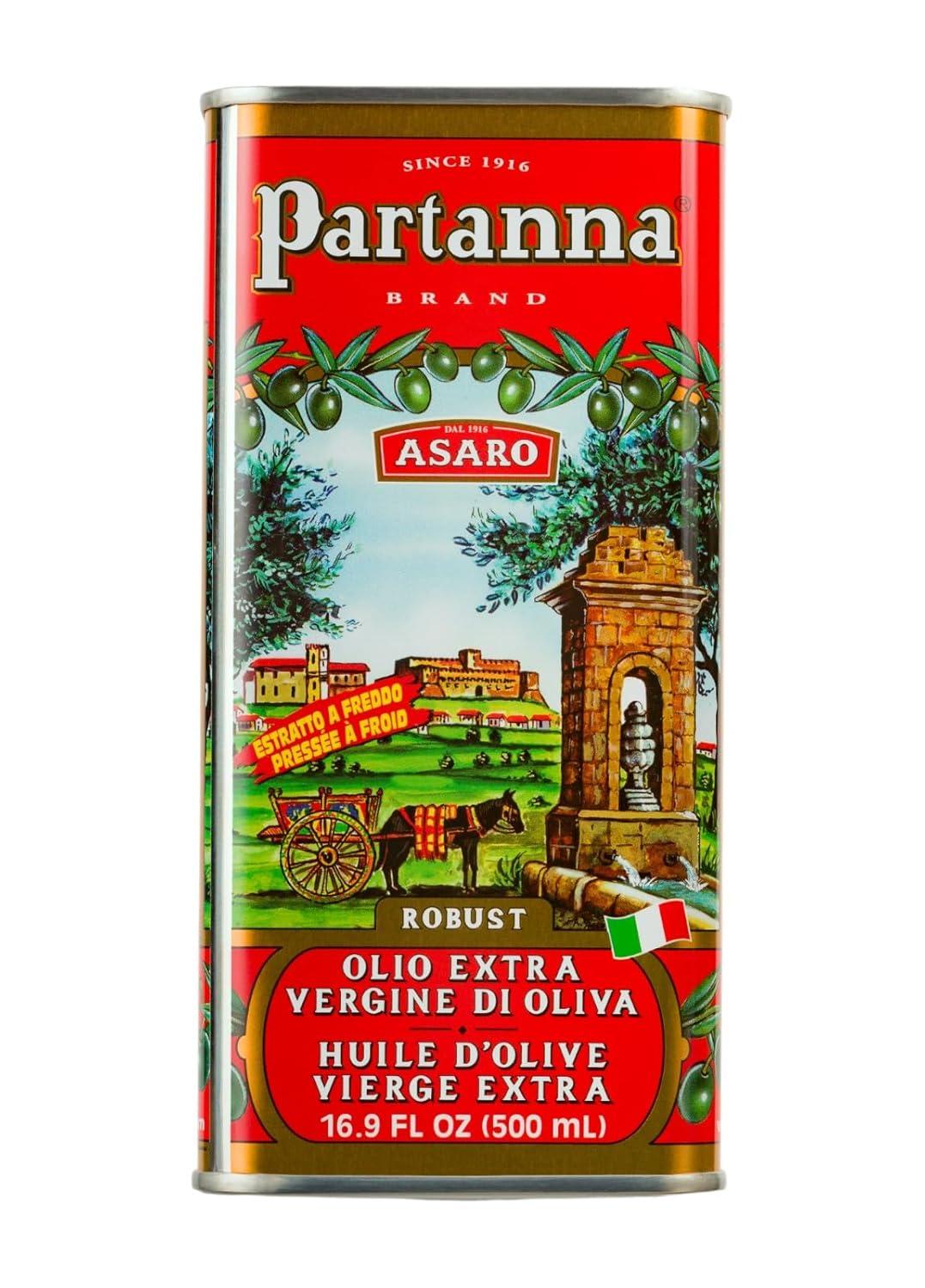 image:imagePartanna Robust Extra Virgin Olive Oil BambinoPremium 100 Castelvetrano OilHigh PolyphenolFirst Cold PressedEarly Harvest in SicilyAward Winning Italian EVOOMonovarietal34 fl oz 100 ML TinOlive Oil
