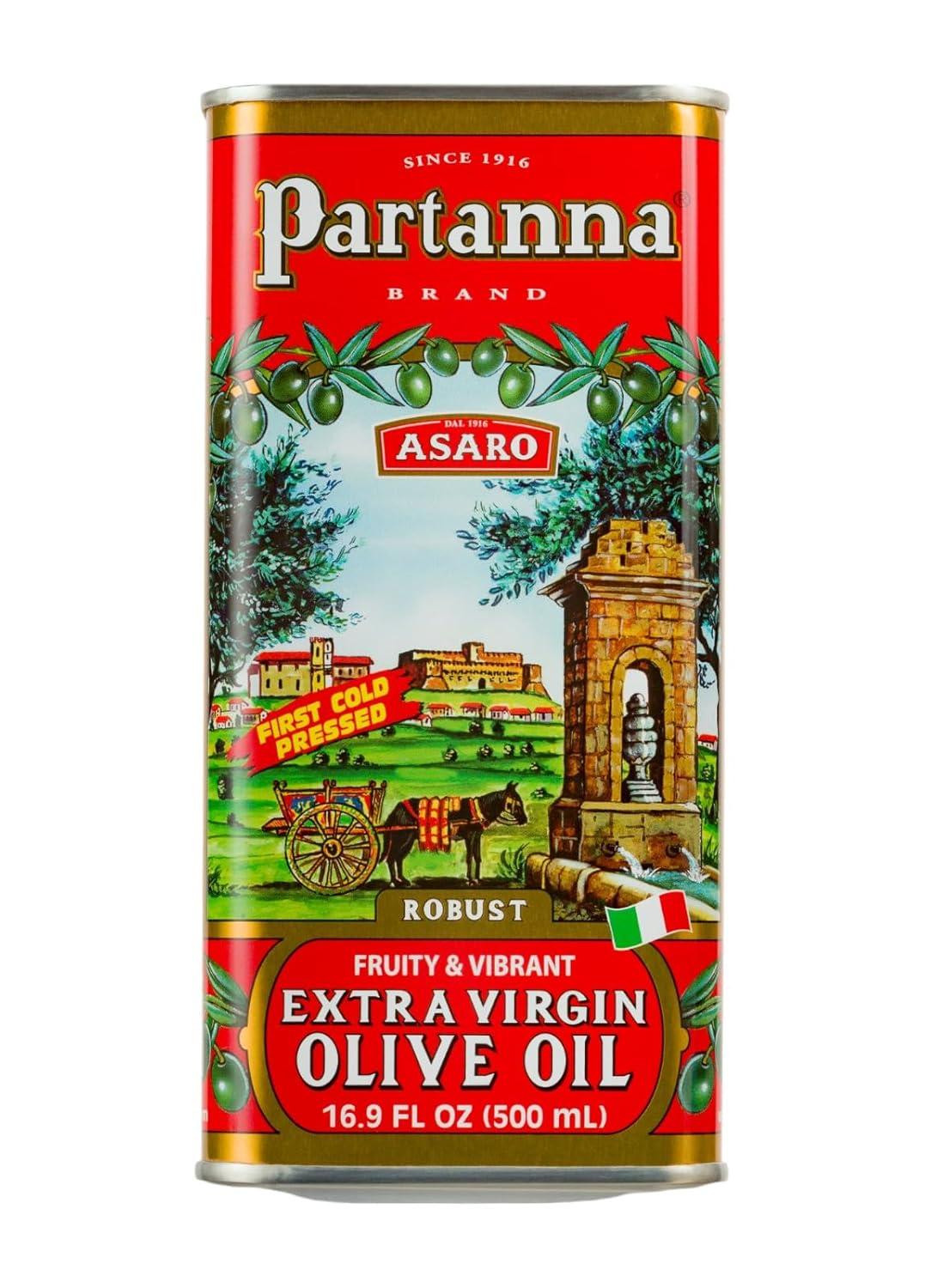 image:imagePartanna Robust Extra Virgin Olive Oil BambinoPremium 100 Castelvetrano OilHigh PolyphenolFirst Cold PressedEarly Harvest in SicilyAward Winning Italian EVOOMonovarietal34 fl oz 100 ML TinOlive Oil