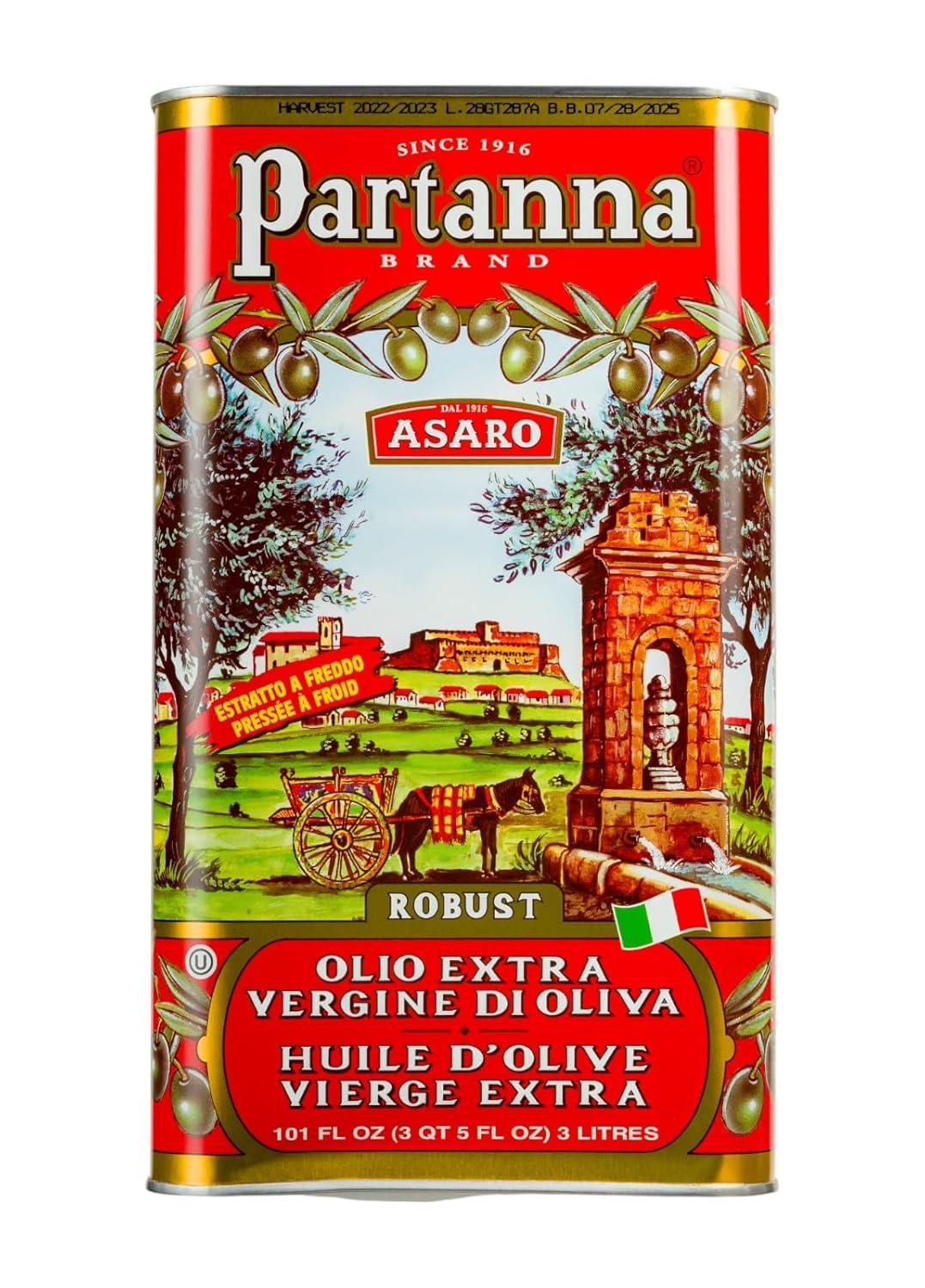 image:imagePartanna Robust Extra Virgin Olive Oil BambinoPremium 100 Castelvetrano OilHigh PolyphenolFirst Cold PressedEarly Harvest in SicilyAward Winning Italian EVOOMonovarietal34 fl oz 100 ML TinOlive Oil