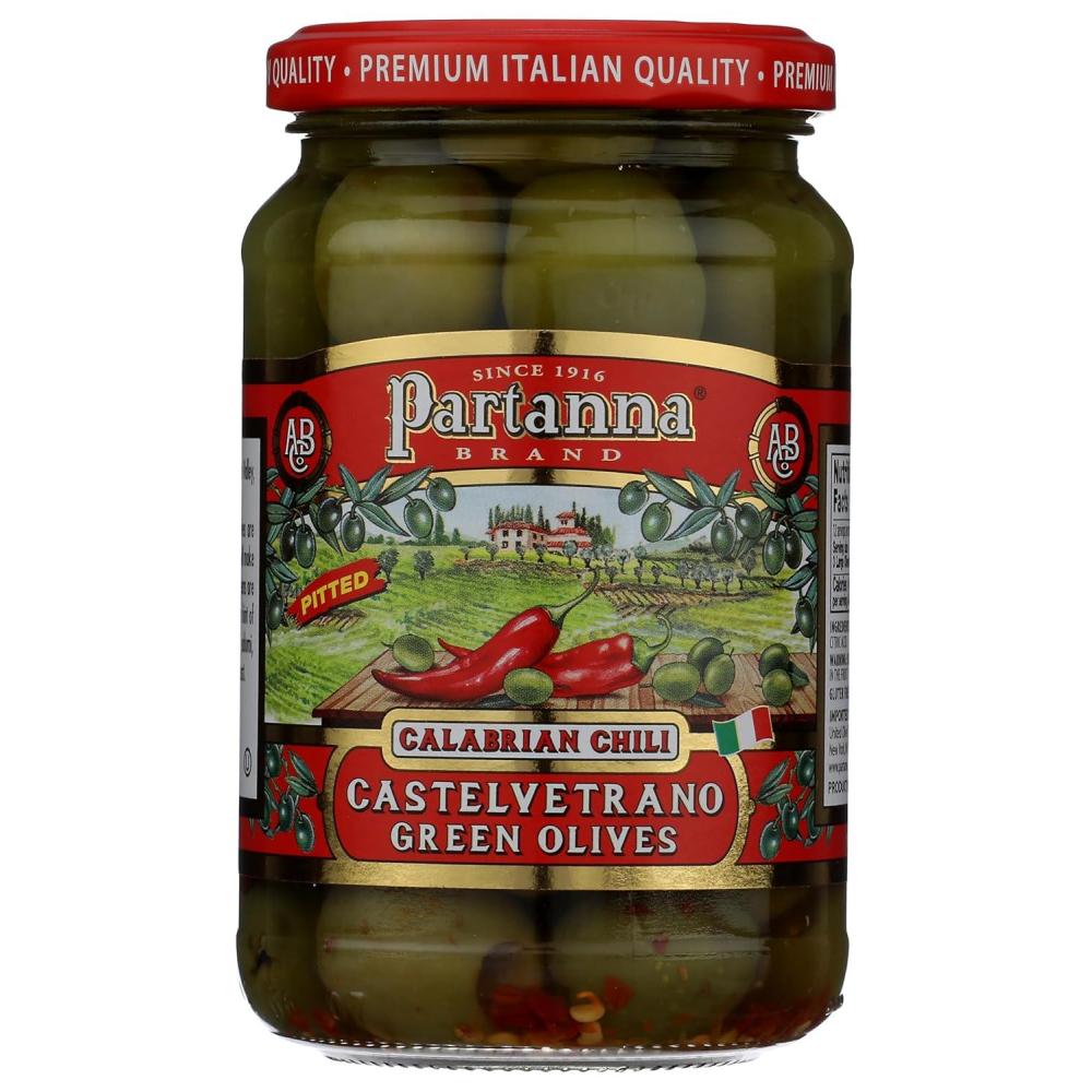 image:imagePartanna Mediterranean Pitted Olive Mix Authentic Sicilian Premium Handpicked SnackingAperitifEntertainingHeartHealthy Keto amp Paleo Product Of Italy 19 oz JarChili Pitted Olives