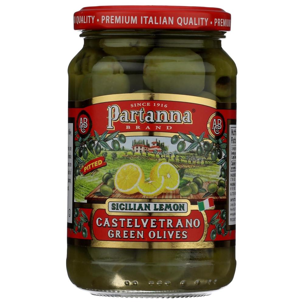 image:imagePartanna Mediterranean Pitted Olive Mix Authentic Sicilian Premium Handpicked SnackingAperitifEntertainingHeartHealthy Keto amp Paleo Product Of Italy 19 oz JarLemon Pitted Olives