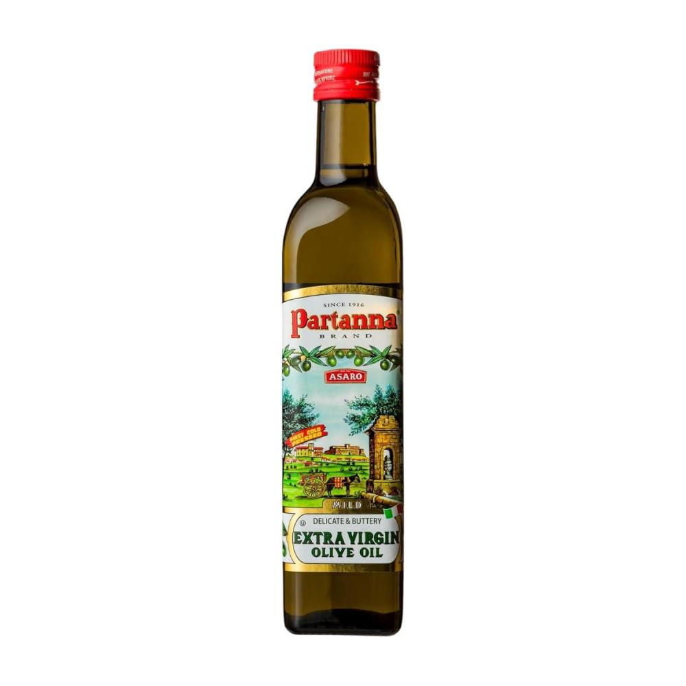 image:imagePartanna Robust Extra Virgin Olive Oil Premium Castelvetrano Olive Oil Harvested in Sicily Pure Authentic Italian Monovarietal Rich in Flavor First Cold Pressed 169oz 500 ML GlassMild Olive Oil