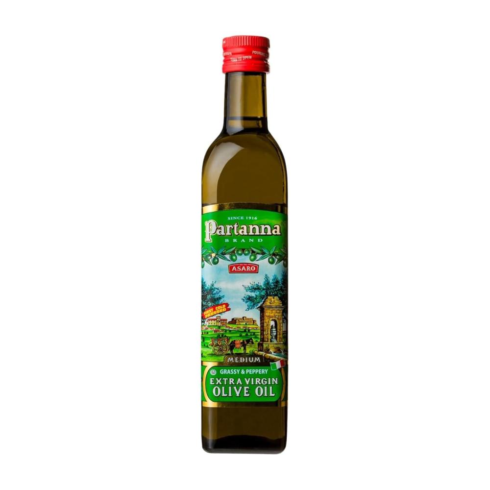 image:imagePartanna Robust Extra Virgin Olive Oil Premium Castelvetrano Olive Oil Harvested in Sicily Pure Authentic Italian Monovarietal Rich in Flavor First Cold Pressed 169oz 500 ML GlassMedium Olive Oil