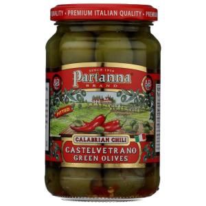 Partanna Mediterranean Pitted Olive Mix – Authentic Sicilian – Premium Handpicked – Snacking-Aperitif-Entertaining-Heart-Healthy- Keto & Paleo- Product Of Italy 19 oz Jar(Chili Pitted Olives)