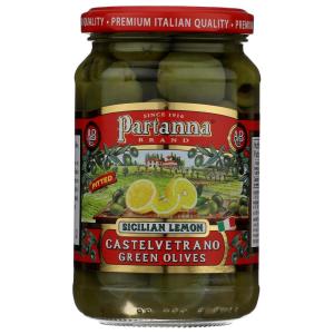 Partanna Mediterranean Pitted Olive Mix – Authentic Sicilian – Premium Handpicked – Snacking-Aperitif-Entertaining-Heart-Healthy- Keto & Paleo- Product Of Italy 19 oz Jar(Lemon Pitted Olives)