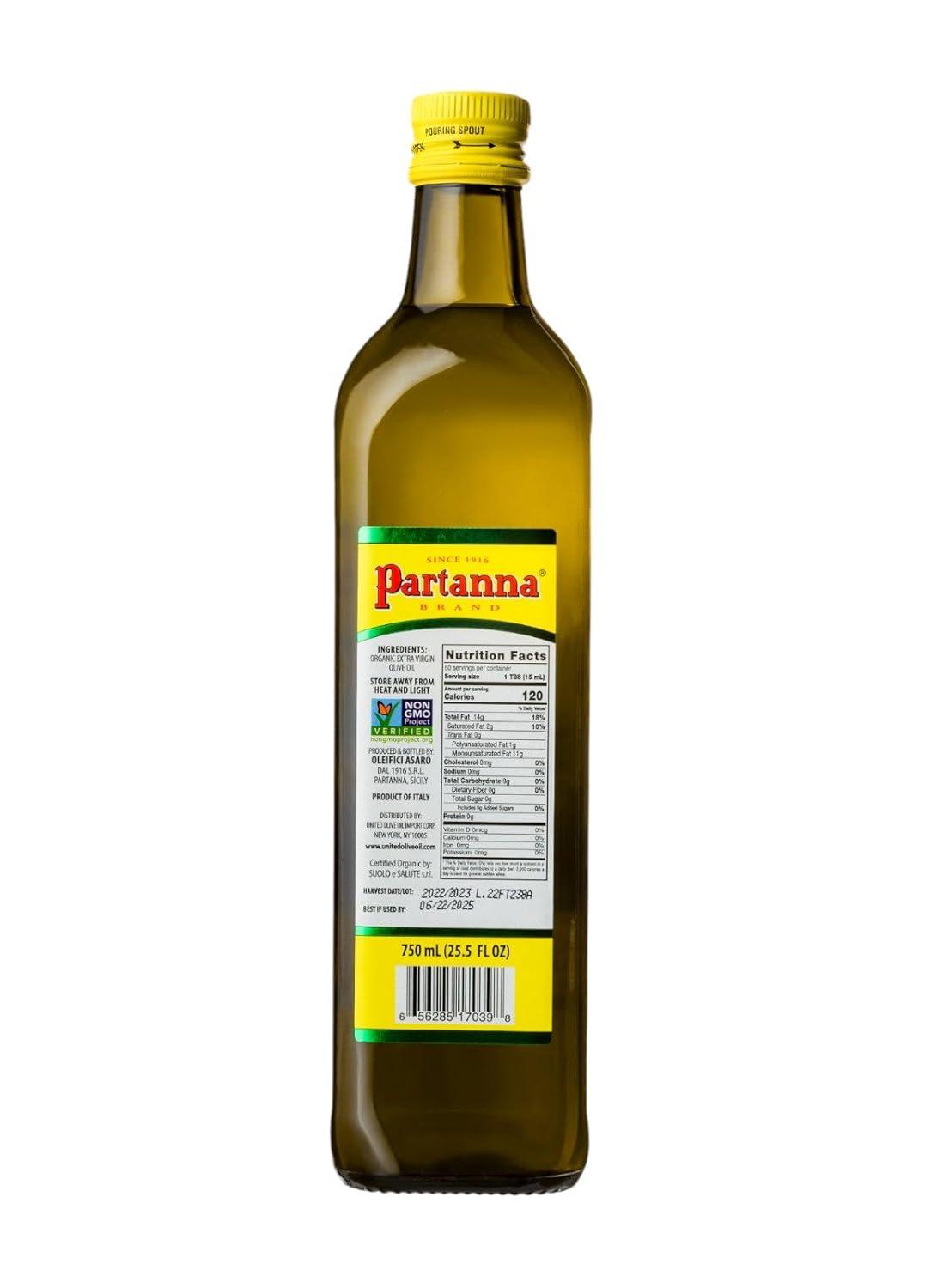 image:imagePartanna Everyday Organic Extra Virgin Olive Oil Premium Organic Castelvetrano Oil Harvested in Sicily Pure Authentic Italian Monovarietal Rich in Flavor and Tradition 169 oz 500 ML255 fl oz