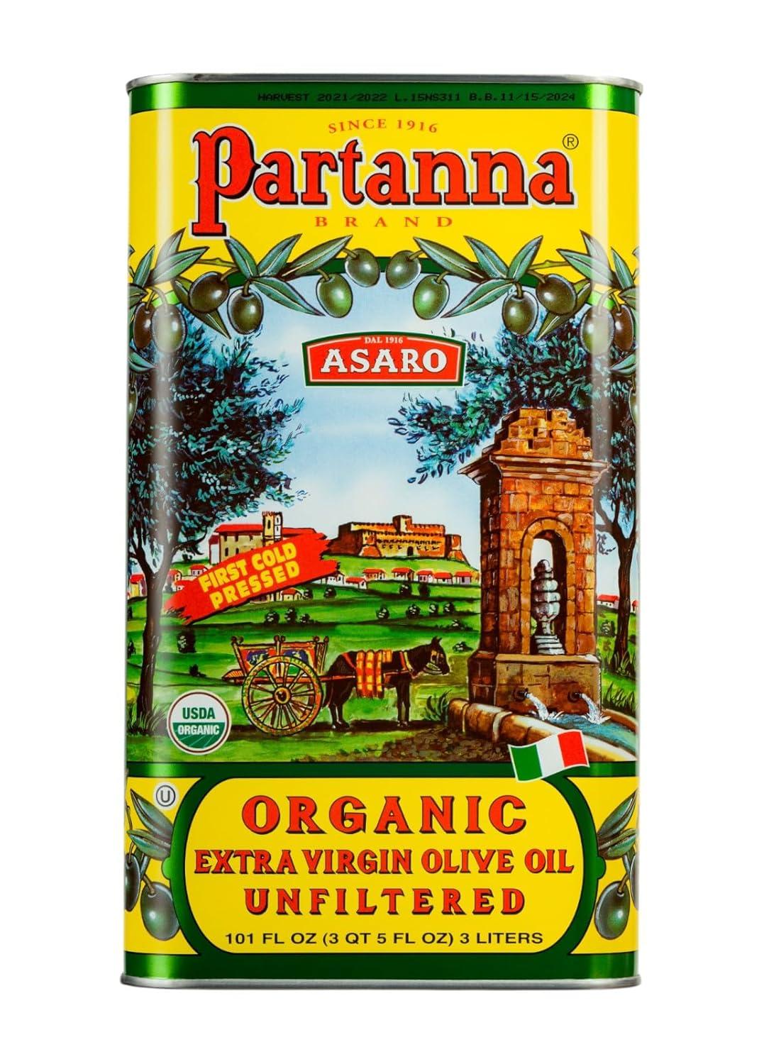 image:imagePartanna Organic Unfiltered Extra Virgin Olive Oil Premium Organic Castelvetrano Oil Harvested in Sicily Pure Authentic Italian Monovarietal Rich in Flavor and Tradition 169 oz 500 ML TinOlive Oil