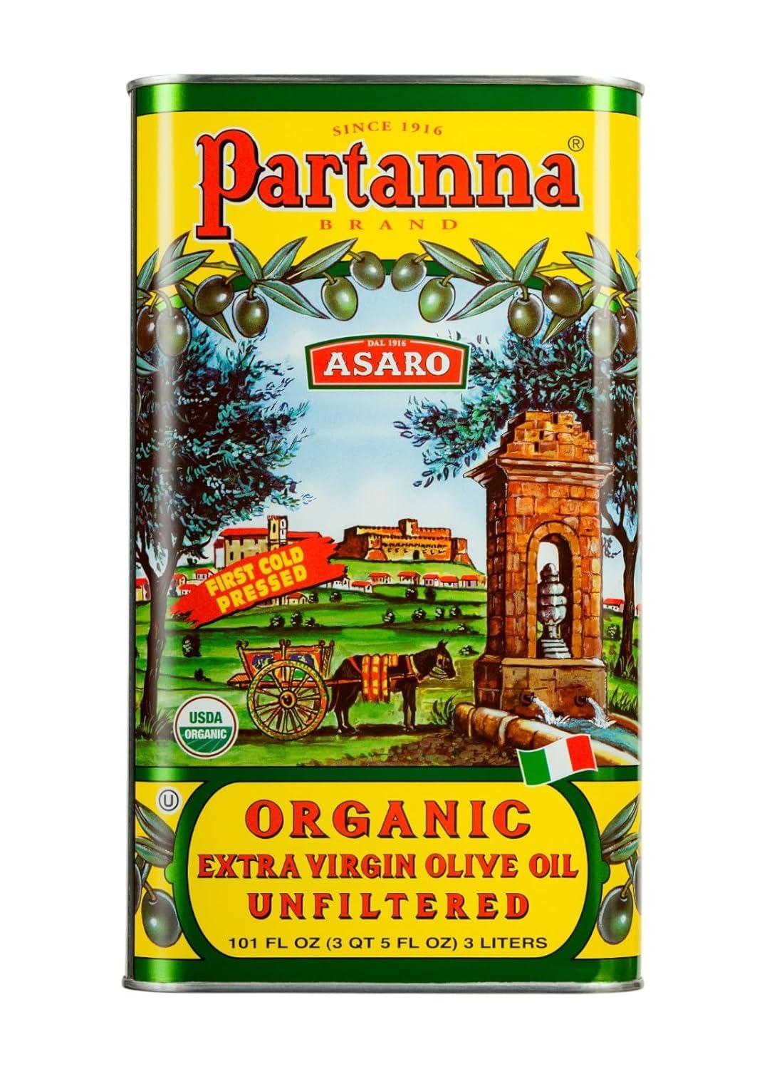 image:imagePartanna Organic Unfiltered Extra Virgin Olive Oil Premium Organic Castelvetrano Oil Harvested in Sicily Pure Authentic Italian Monovarietal Rich in Flavor and Tradition 169 oz 500 ML TinOlive Oil